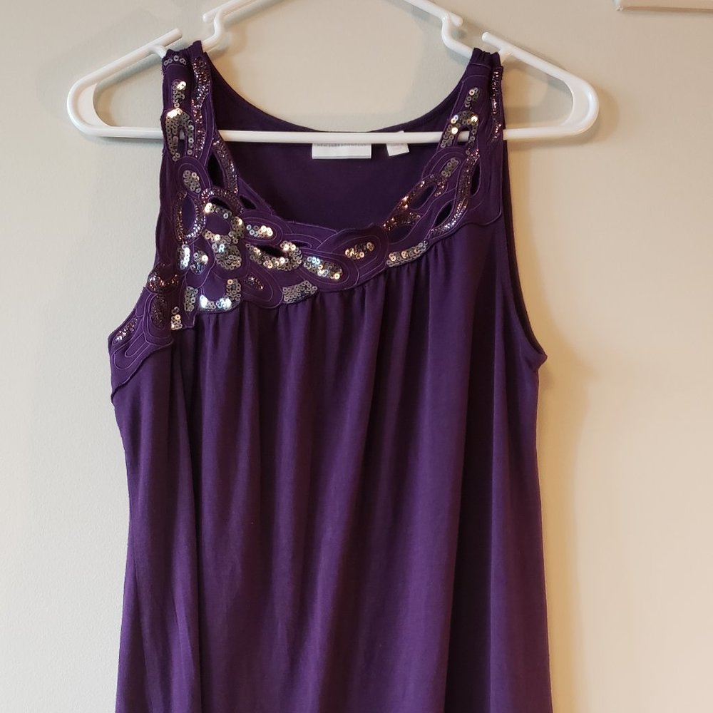 Sleeveless Dress w/ Detail/Sequin Neckline